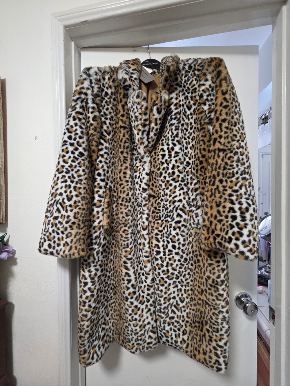 Stoosh leopard print Faux Leopard Print Coat - Beige, Black, White